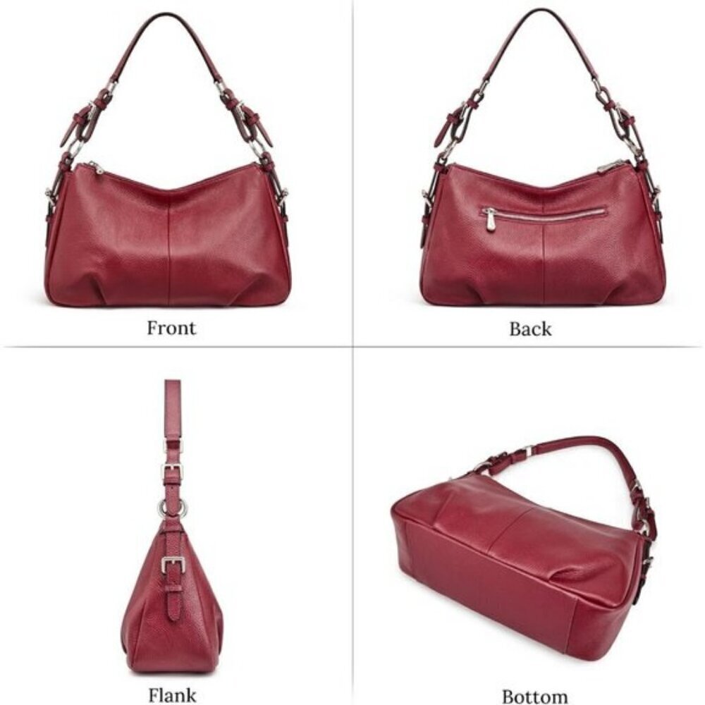 🆕Womens Wine Genuine Leather Shoulder Bag Top Handle Handbag Ladies Purses - Picture 10 of 11